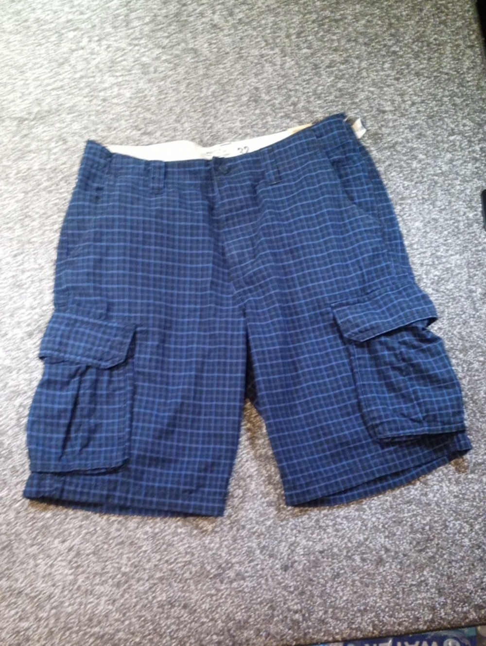 Old Navy Navy Blue Plaid Cargo Shorts